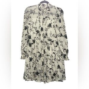 Ember Floral Black and White Dress long sleeve  size S